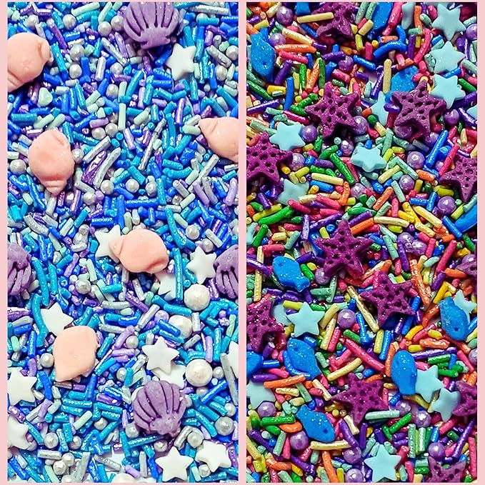 DecoratingConfect Under the Sea Sprinkle Mix Set ??Starfish, Shell & Fishes -5 Assorted Pastel Blends for Cake, Cupcake & Cookie Decorating ??Ocean-Themed Edible Decorations -Vegan, Gluten-Free, Nut-Free, Soy-Free, Dairy-Free, Palm Oil-Free -5 Oz