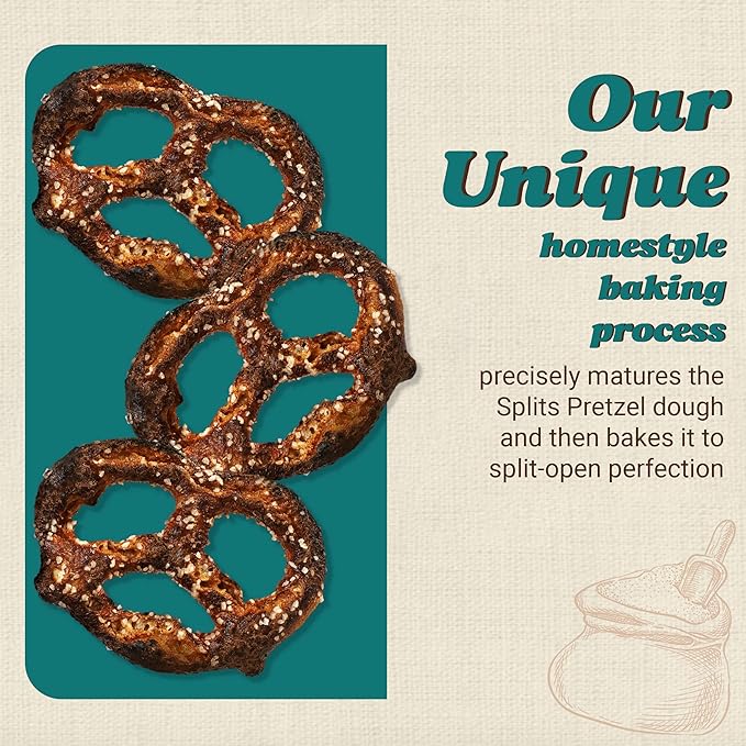 Unique Snacks Extra Dark Splits Pretzels, Original Split-Open Pretzels, Delicious Homestyle Baked Snack Bag, Vegan, OU Kosher, and Non-GMO Food, No Artificial Flavor, 11 Oz. Bag, Pack of 9