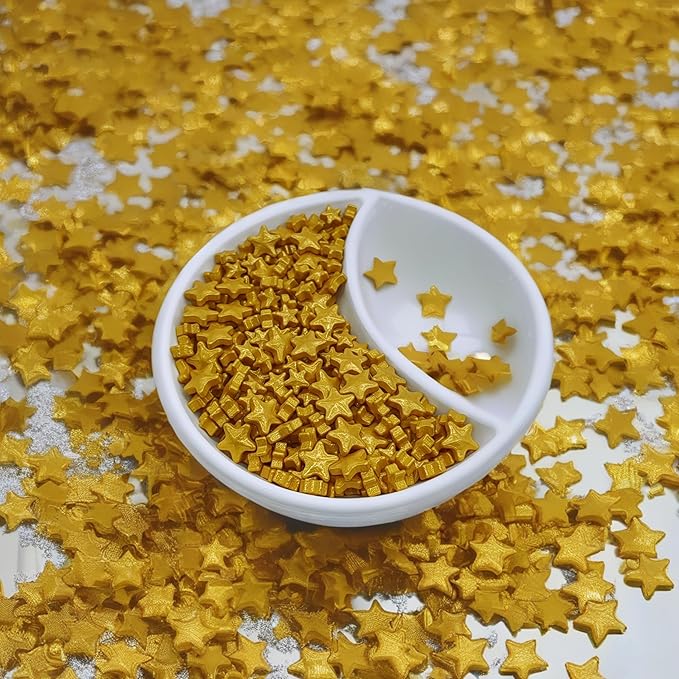 Mixed Size Gold Stars Sprinkles Edible Stars Cake Decorating Stars Cake Decorations Cupcake Toppers Cookie Decorating Perfect for Cakes,Cupcakes,Desserts Toppings 3OZ