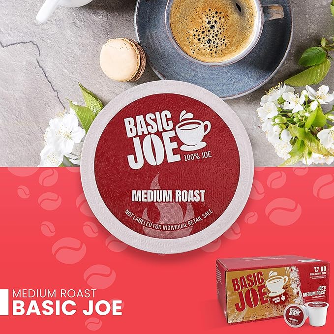 Basic Joe 80-Count 100% Arabica Medium Roast Single Serve Coffee Pods for K-Cup Keurig Brewers