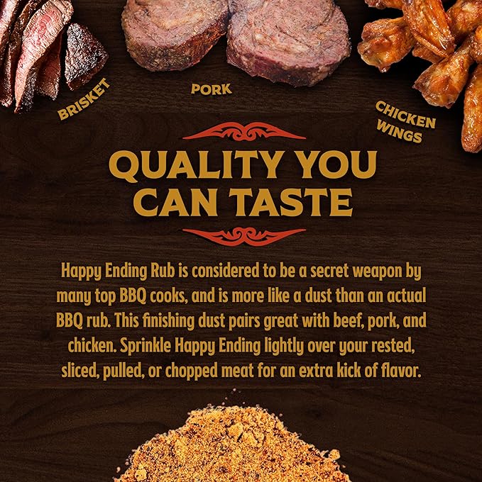 Big Poppa's Happy Ending Finishing Dust Seasoning – Irresistible BBQ Seasoning for an Extra Kick of Flavor – Elevate your BBQ Game with This Mix for Pulled Pork, Beefsteak and More! (13 Oz)