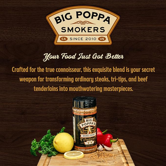 Big Poppa’s Double Secret Steak Rub — Award Winning Beef Rub — Gluten-Free Spice Mix — Dry Rubs for Smoking and Grilling with Sea Salt (5Lb Bag)