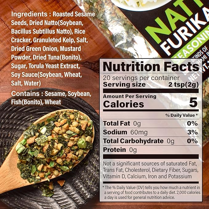 YAMASAN KYOTO UJI Japanese Natto Furikake Seasoning, Super Food Natto, Freeze-Dried Natto,6 Kinds of Umami Ingredients, Rice Topping, Delicious Flavor of Various Foods, Made in Japan 40g(1.4oz)