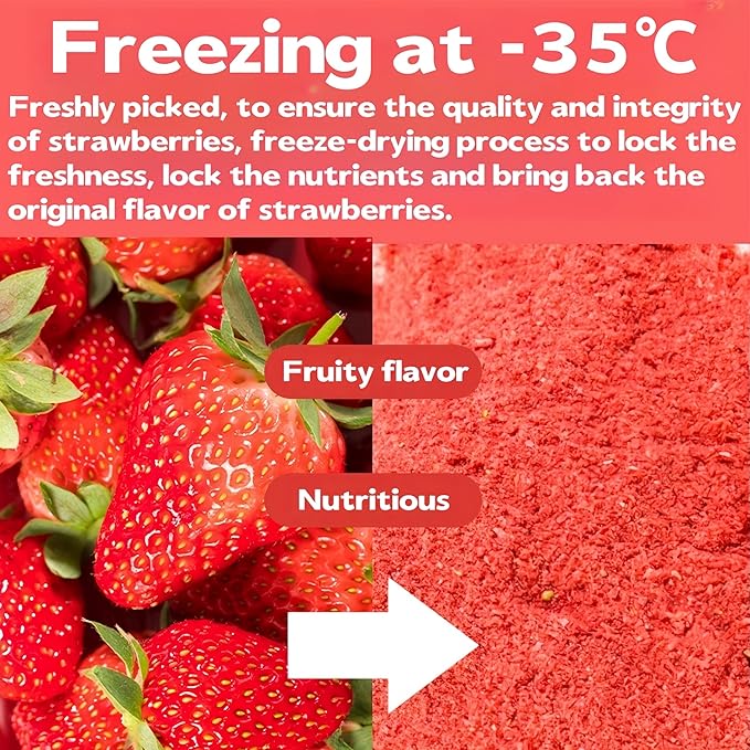 Freeze-Dried Strawberry Powder 3.5oz (100g) - 100% Strawberry Fruit Powder, No Sugar Added, Perfect for Smoothies, Baking, Drinks & Desserts
