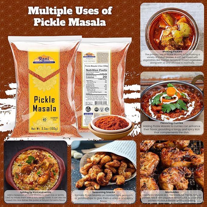 Rani Pickle (Achar) Masala Indian Spice Blend 3.5oz (100g) ~ All Natural | Vegan | Gluten Friendly | NON-GMO | No colors | Indian Origin