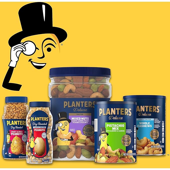 PLANTERS Salted Mixed Nuts, Party Snacks, Plant-Based Protein, 27 Oz Canister (Pack of 2)