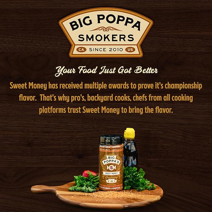Big Poppa’s Sweet Money BBQ Rub — Award Winning Pork BBQ Rub — Gluten-Free Spice Mix — Dry Rubs for Smoking and Grilling with Granulated Honey (5Lb Bag)