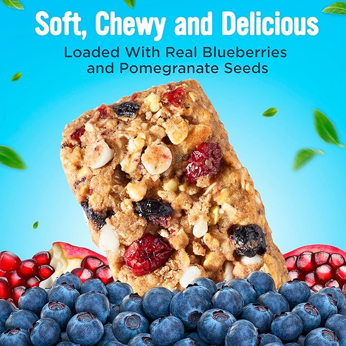 Cooper Street Blueberry Pomegranate Granola Bakes (48 Count) – Individually Wrapped Soft and Chewy Granola Bars Bulk – Low Sodium, Nut & Dairy Free - Perfect As Healthy Bulk Office or Classroom Snacks