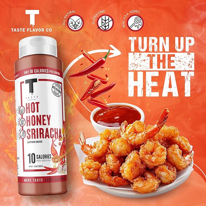 Taste Flavor Co. Grilling, Dipping Sauce and Marinade, Great Tasting, Low-Calorie Sauces, Keto Friendly, No Oils (5 Pack, Hot Honey Sriracha)