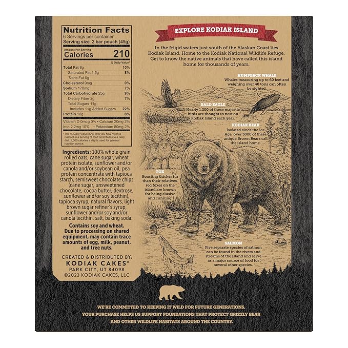 Kodiak Cakes Protein Crunchy Granola Bar, Chocolate Chip, (Pack of 12 Boxes)