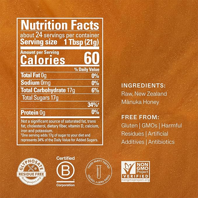 Manukora Raw Manuka Honey, MGO 850+ from New Zealand, Non-GMO, Monofloral, Traceable from Hive to Hand, Daily Digestive & Immune Support - 500g (1.1 Lb)