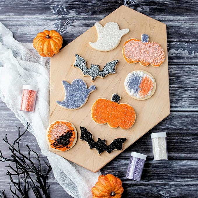 Sweets Indeed Halloween Sugar Sprinkles 4-Pack ??4.52 oz Spooky Sugar Set | White, Orange, Black & Purple Decorating Sugars | Edible Baking Decorations for Cookies, Cupcakes & Cakes