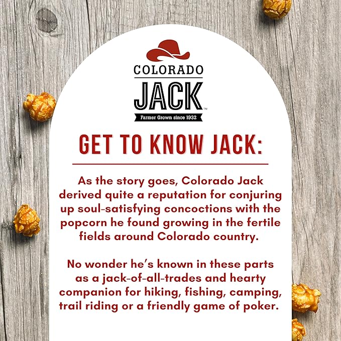 Colorado Jack Gourmet Caramel Popcorn: Real Butter & Vanilla, Farmer Grown, Delicious Snack Tasty Gift - No Corn Syrup & Gluten Free - Pack Size