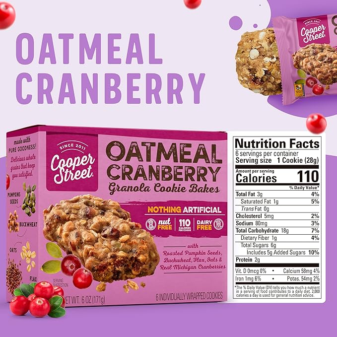 Cooper Street Cookies Chewy Granola Bakes, Oatmeal Cranberry (1 Ounce (18 Count))