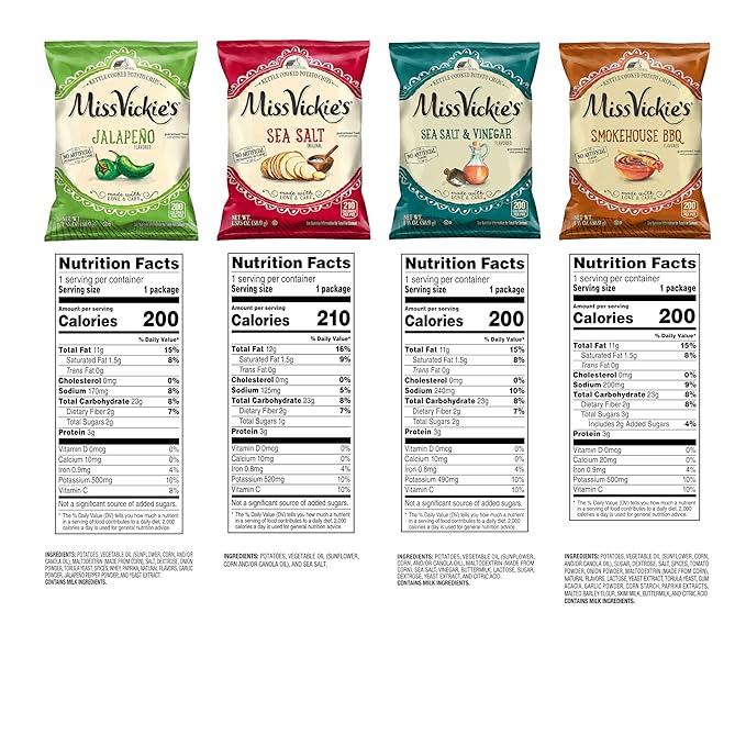Miss Vickie's Kettle Cooked Potato Chips, Variety Pack, 1.375 Ounce (Pack of 28)