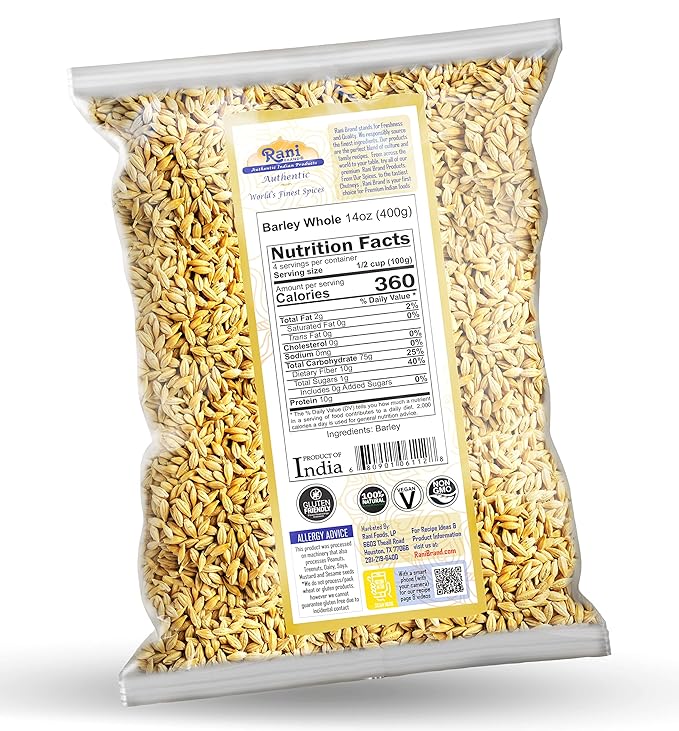 Rani Barley (Jav) Whole With Husk (Non-hulled) 14oz (400g) ~ All Natural | Vegan | NON-GMO | Kosher | Indian Origin