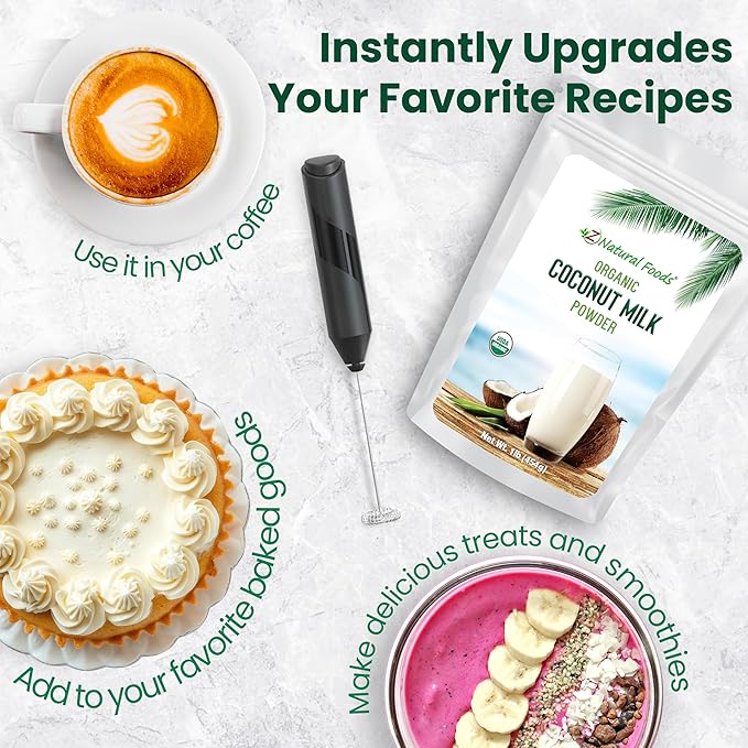 Z Natural Foods Organic Coconut Milk Powder - All-Natural Vegan Dairy-Free Alternative with MCTs - Unsweetened Coconut Creamer for Coffee & Smoothies - Gluten-Free, Non-GMO, 1 lb