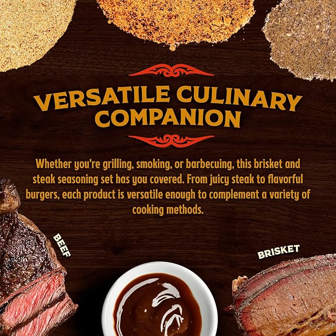 Big Poppa's Brisket Bundle (4-Pack) ??Featuring Succulent Competition Brisket & Steak Seasoning, Beef Injection, Garlic and Pepper Spice Mix & Granny's BBQ Sauce - Ultimate BBQ Seasoning Kit