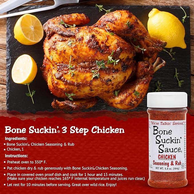 Bone Suckin' Sauce Seasoning and Rub-Variety, Original, Steak, Seafood and Chicken, Great for Grilling, Smoking, Non-GMO, Gluten-Free, Fat Free, Kosher, Pareve, No Anti Caking & No Msg