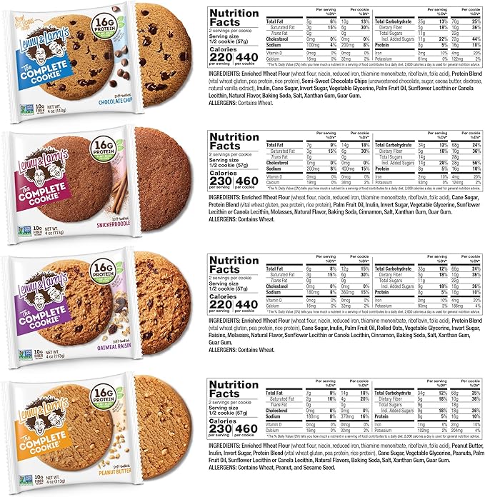 Lenny & Larry's The Complete Cookie, 8 Flavor Variety Pack, Soft Baked, 16g Plant Protein, Vegan, Non-GMO, 4 Ounce Cookie (Pack of 16)