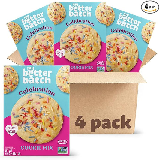 My Better Batch Celebration Cookie Mix, Gourmet Baking Mix for Homemade Taste, 4 Pack (Makes 64 Cookies Total)