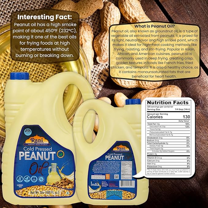 Rani Peanut Oil 169 Ounce (5 Liter) Cold Pressed | 100% Natural | NON-GMO | Kosher | Vegan | Gluten Free