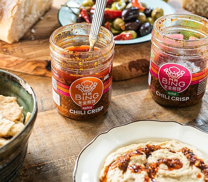 Mr Bing Chili Crisp - Delicious & Flavorful Chili Oil- Made in USA Chili Paste Hot Sauce - Gluten Free, Vegan, No MSG - Pack of 2 Spicy (7 oz.) Jars