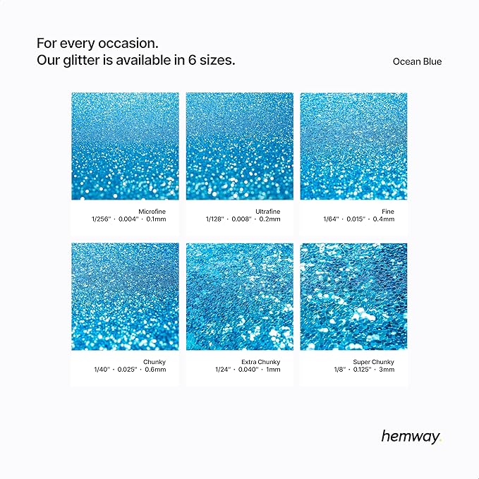 Hemway Premium Glitter Shaker - Ocean Blue | 130g Fine Metallic Flake Sequins for Resin & Epoxy Crafts | Craft Supplies for Tumblers, Festival, Art