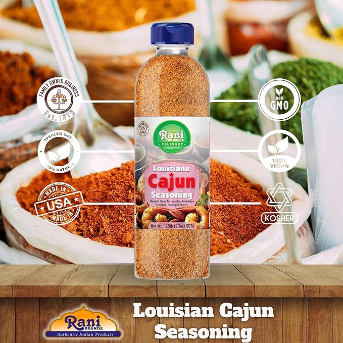 Rani Louisiana Cajun Seasoning (Special Blend for Gumbo, Jambalaya Crawfish, Shrimp) 20oz (1.25lbs) 567g PET Jar ~ All Natural | Gluten Friendly | NON-GMO | Kosher | Vegan | Product of USA