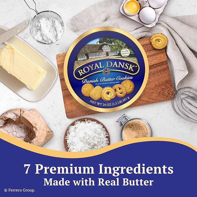 Royal Dansk Danish Cookies Tin, butter, 24 Ounce