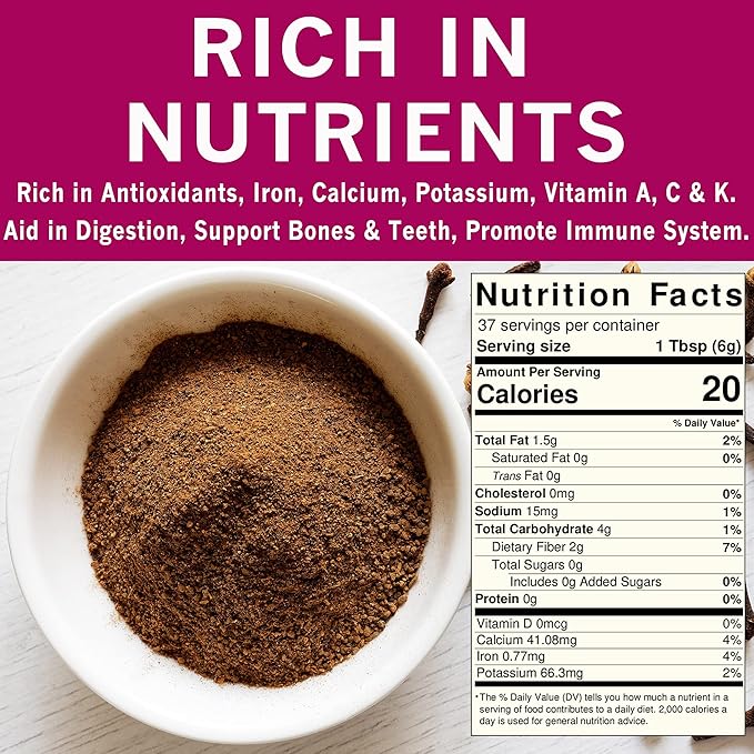 Spices Village Ground Cloves, 8 Ounces, Ground Clove Spice fot Tea, Richly Flavored Cloves Powder for Curries, Pickles and Pumpkin Spices - Certified Kosher, Gluten Free, Non GMO, Resealable Bulk Bag