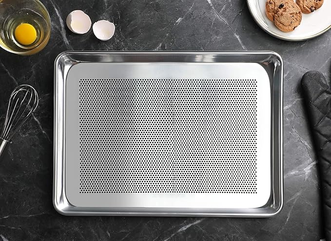 New Star Foodservice Commercial-Grade 18-Gauge Aluminum Sheet Pan/Bun Pan (13 L x18 W x1 H (Half Size) Pack of 12)