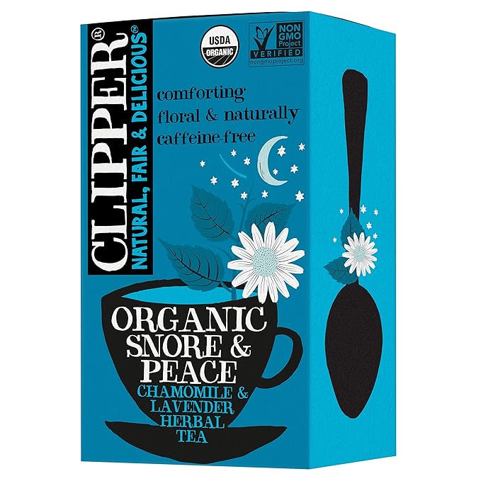 Clipper Tea Snore and Peace Chamomile & Lavender Herbal Tea ??Caffeine Free, USDA Organic, Great Hot or Iced ??Comfortingly Floral, Natural, Fair & Delicious ??20 Tea Bags