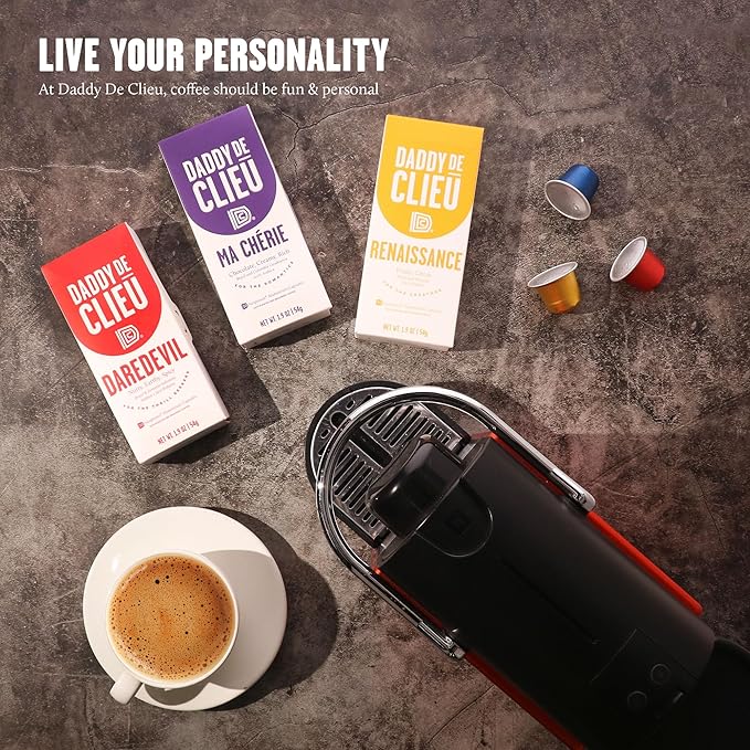 Daddy De Clieu Coffee Pods Discovery Pack, Medium to Dark Roast, Arabica and Robusta, Compatible with Nespresso Original Line Machines, Recyclable Aluminum Capsules, 70 Count