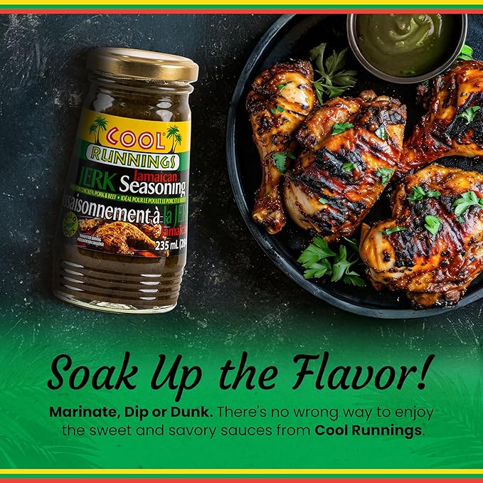 Cool Runnings Jerk Jamaican Seasoning Mild Sauce 284g - Authentic Mild Jamaican Sauce for Marinating, Grilling, and Cooking Chicken, Pork, and Fish, Perfect for Bold Caribbean Jerk Flavors