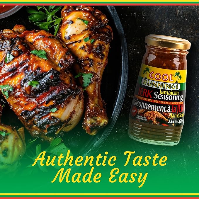 Cool Runnings Jerk Jamaican Seasoning Hot Sauce 284g - Authentic Spicy Jamaican Sauce for Marinating, Grilling, and Cooking Chicken, Pork, and Fish, Perfect for Bold Caribbean Jerk Flavors