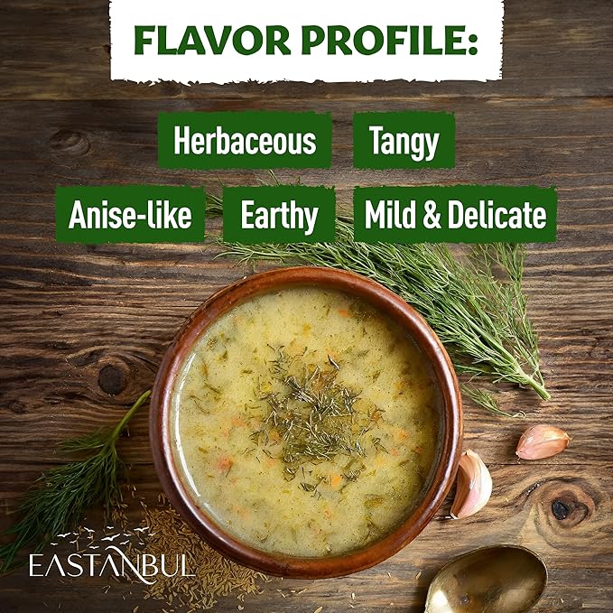 Eastanbul Dill Weed, 2.5oz Dried Dill Weed, Eneldo En Povlo, Pure, Freshly Cut, Sifted, Mediterranean Seasoning, Exquisitely Fragrant, Pairs with Salads, Dips, Soups, Seafood and More
