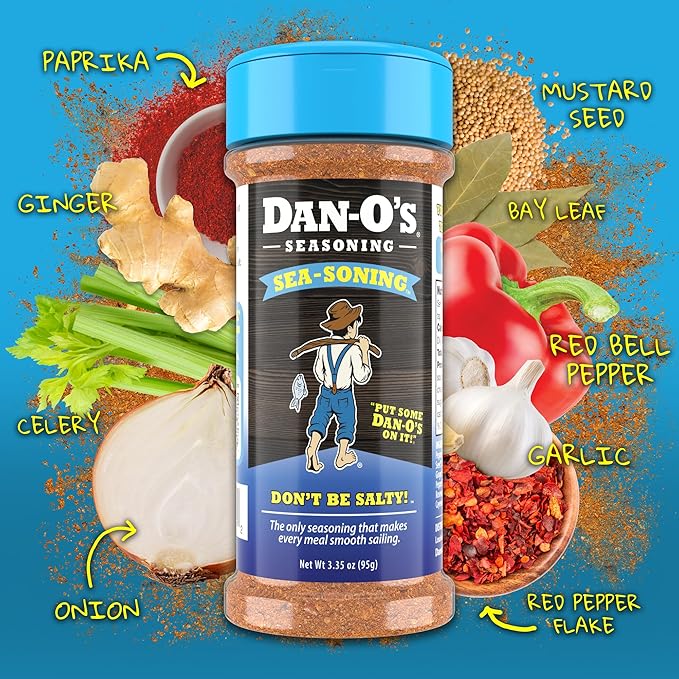 Dan-O's 4 Bottle Seasoning Set, Small Bottles, 4 Pack, Includes Spicy, Chipotle, SEA-soning and Jalapeño Cheesoning Seasonings, Sugar Free, Zero Calorie, Seasoning Kit for Meat, Popcorn or Sauce