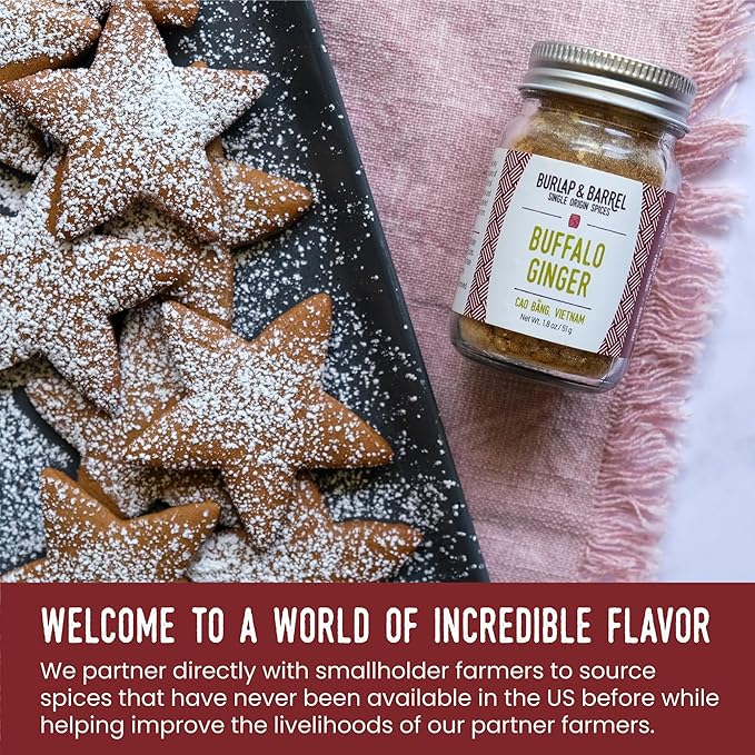 Burlap & Barrel 3pk Sweet Spice Set - 3 Full Size Jars including Royal Cinnamon, Cloud Forest Cardamom, & Buffalo Ginger - As seen on Shark Tank - Birthday & Father's Day Gift Ideas