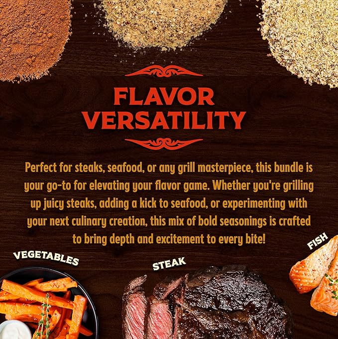 Big Poppa’s Fiery Flavor Trio BBQ Rub Set – Sweet & Spicy Chili Blend, Zesty Lime Garlic Jalapeno Rub & Bold Savory Garlic Seasoning – Premium 3-Pack of Spices for Chicken, Steak, Seafood & Veggies
