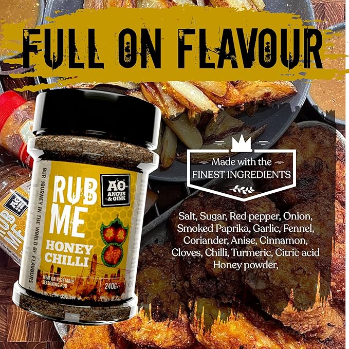 Angus & Oink | Honey Chilli Seasoning | Sweet & Spicy | Perfect for Chicken & Pork | Authentic Chinese Flavour | Gluten-Free & Vegetarian | Oven, Air Fryer & BBQ | 240g