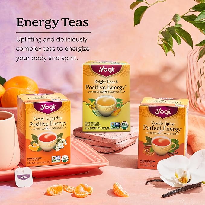 Yogi Energy Variety (3 Pack) Organic Sampler & Tea Gift Set – Contains Caffeine – 48 Tea Bags