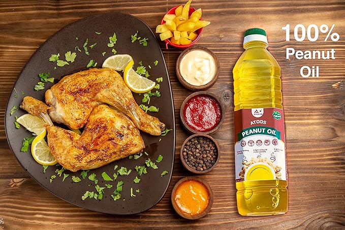 Atoos Peanut Oil |Made from Raw Peanuts 33.8oz ??Natural Cooking Oil, Healthy Deep Fryer Oil, Non-GMO| Pure Groundnut Oil rich in Vitamin E