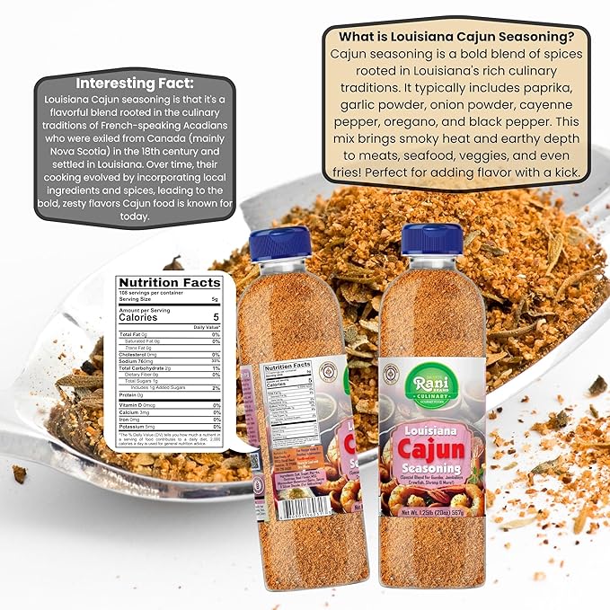 Rani Louisiana Cajun Seasoning (Special Blend for Gumbo, Jambalaya Crawfish, Shrimp) 20oz (1.25lbs) 567g PET Jar ~ All Natural | Gluten Friendly | NON-GMO | Kosher | Vegan | Product of USA