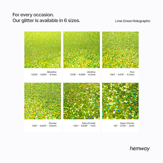 Hemway Premium Glitter Shaker - Lime Green Holographic | 115g Super Chunky Metallic Flake Sequins for Resin & Epoxy Crafts | Craft Supplies for Tumblers, Festival, Art