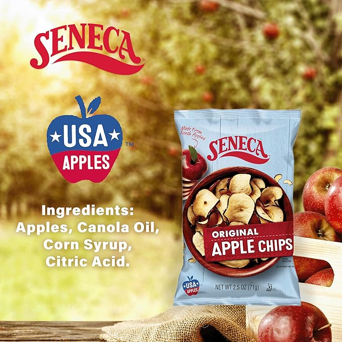Seneca Original Apple Chips | Made from Fresh 100% Red Delicious Apples | Yakima Valley Orchards | Seasonally Picked | Crisped Apple Perfection | Foil-Lined Freshness Bag | 2.5 ounce (Pack of 12)