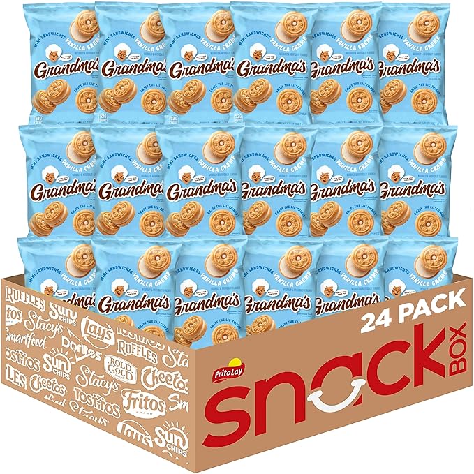 Grandma?™s Mini Cookies, Vanilla Sandwich Crème Cookies, 3.71 oz Cookie Bag, (24 Pack) (Packaging May Vary)