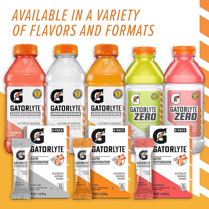 Gatorlyte Zero Electrolyte Beverage, Lemon Lime, Zero Sugar Hydration, Specialized Blend of 5 Electrolytes, No Artificial Sweeteners or Flavors, 20 Fl Oz Bottles (Pack of 12)