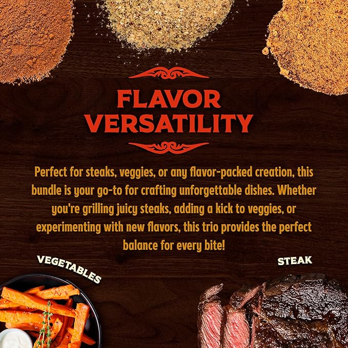 Big Poppa’s Triple Flavor Fusion BBQ Rub Set – Sweet Heat Honey-Chili Blend, Bold Savory Garlic Seasoning & Zesty Citrus Herb Rub – Premium Spice Trio for Pork, Chicken, Steak, Seafood & Veggies