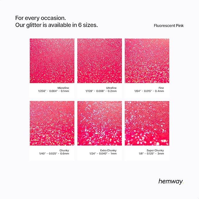 Hemway Premium Glitter Shaker - Fluorescent Pink | 130g Fine Metallic Flake Sequins for Resin & Epoxy Crafts | Craft Supplies for Tumblers, Festival, Art